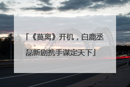 《莫离》开机，白鹿丞磊新剧携手谋定天下