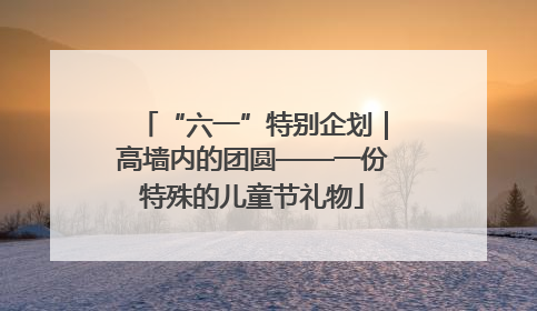 “六一”特别企划｜高墙内的团圆——一份特殊的儿童节礼物