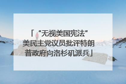 “无视美国宪法” 美民主党议员批评特朗普政府向洛杉矶派兵