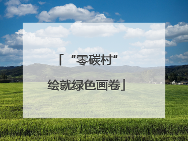 “零碳村” 绘就绿色画卷