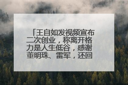 王自如发视频宣布二次创业，称离开格力是人生低谷，感谢董明珠、雷军，还回应了“工资条”：清楚自己要什么……