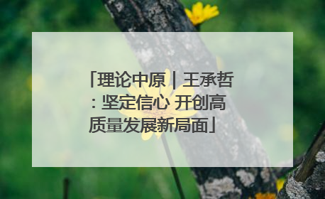 理论中原｜王承哲：坚定信心 开创高质量发展新局面