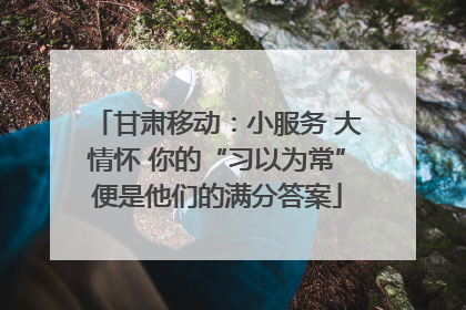 甘肃移动：小服务 大情怀 你的“习以为常”便是他们的满分答案