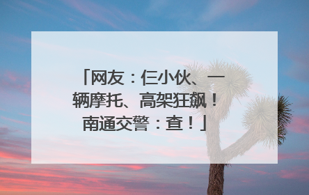 网友：仨小伙、一辆摩托、高架狂飙！南通交警：查！