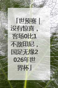 世预赛｜没有惊喜，客场0比1不敌印尼，国足无缘2026年世界杯