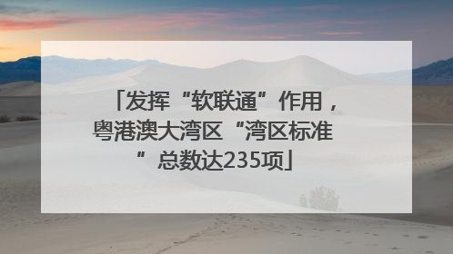 发挥“软联通”作用，粤港澳大湾区“湾区标准”总数达235项
