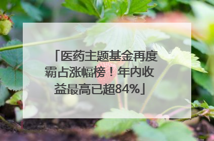 医药主题基金再度霸占涨幅榜！年内收益最高已超84%