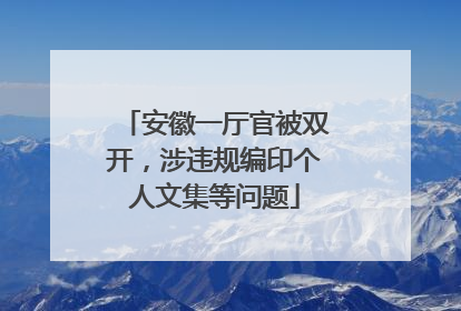 安徽一厅官被双开，涉违规编印个人文集等问题