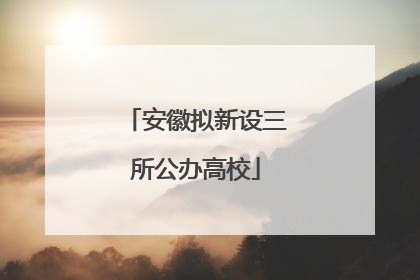 安徽拟新设三所公办高校