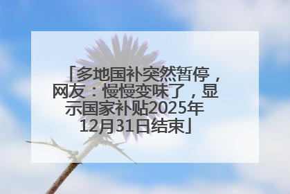 多地国补突然暂停，网友：慢慢变味了，显示国家补贴2025年12月31日结束
