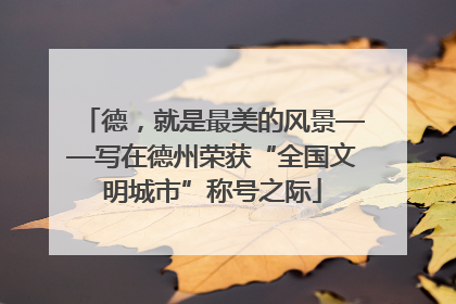 德，就是最美的风景——写在德州荣获“全国文明城市”称号之际