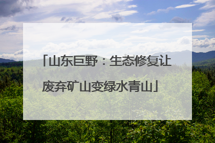 山东巨野：生态修复让废弃矿山变绿水青山