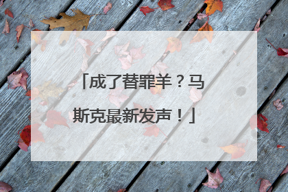 成了替罪羊？马斯克最新发声！