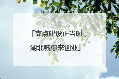支点建设正当时，湖北喊你来创业