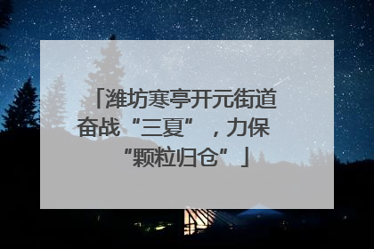潍坊寒亭开元街道奋战“三夏”，力保“颗粒归仓”