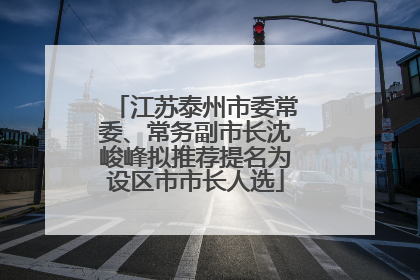 江苏泰州市委常委、常务副市长沈峻峰拟推荐提名为设区市市长人选