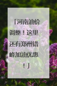 河南油价调整！这里还有郑州错峰加油优惠！