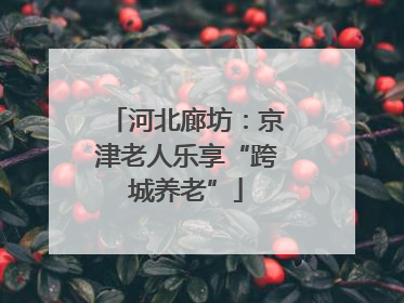 河北廊坊：京津老人乐享“跨城养老”