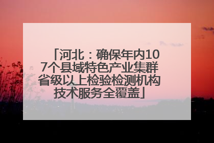 河北：确保年内107个县域特色产业集群省级以上检验检测机构技术服务全覆盖