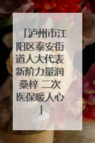 泸州市江阳区泰安街道人大代表新阶力量润桑梓 二次医保暖人心