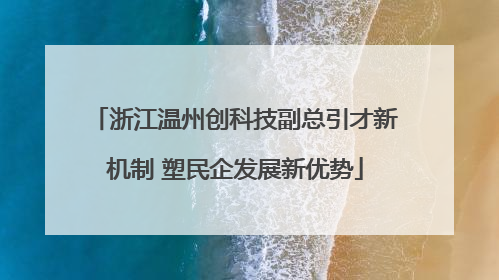 浙江温州创科技副总引才新机制 塑民企发展新优势