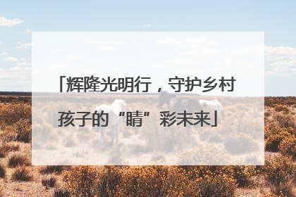 辉隆光明行，守护乡村孩子的“睛”彩未来