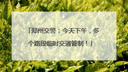 郑州交警：今天下午，多个路段临时交通管制！