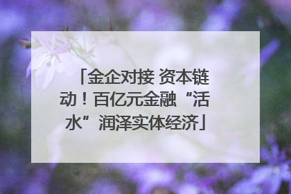 金企对接 资本链动！百亿元金融“活水”润泽实体经济