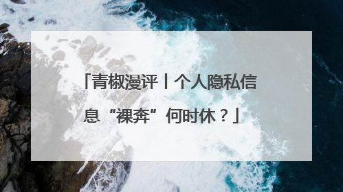 青椒漫评丨个人隐私信息“裸奔”何时休？