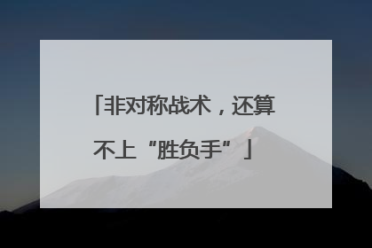 非对称战术，还算不上“胜负手”