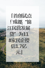 首创试点！成都“锦江民营发展贷”为118家民企授信1.7亿元