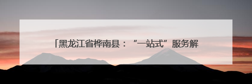 黑龙江省桦南县：“一站式”服务解民忧 群众点赞“家门口的便利”
