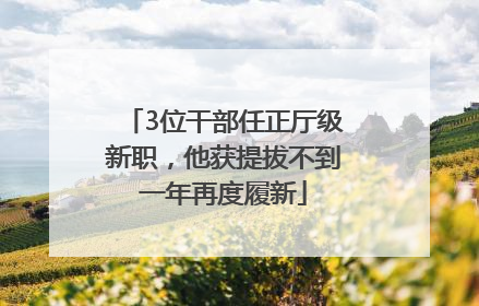 3位干部任正厅级新职，他获提拔不到一年再度履新