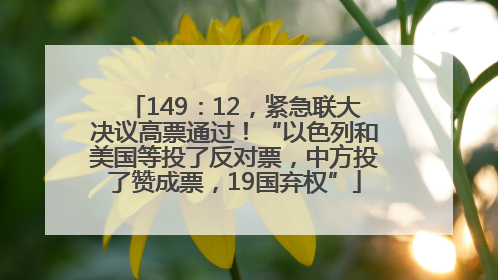 149：12，紧急联大决议高票通过！“以色列和美国等投了反对票，中方投了赞成票，19国弃权”