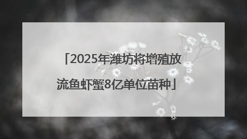 2025年潍坊将增殖放流鱼虾蟹8亿单位苗种