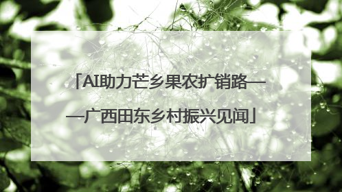 AI助力芒乡果农扩销路——广西田东乡村振兴见闻