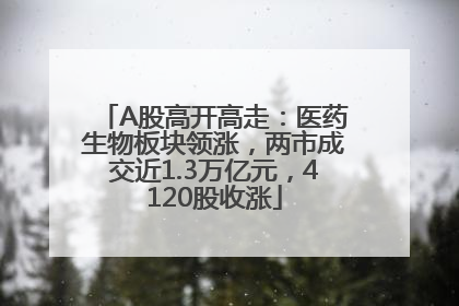 A股高开高走：医药生物板块领涨，两市成交近1.3万亿元，4120股收涨